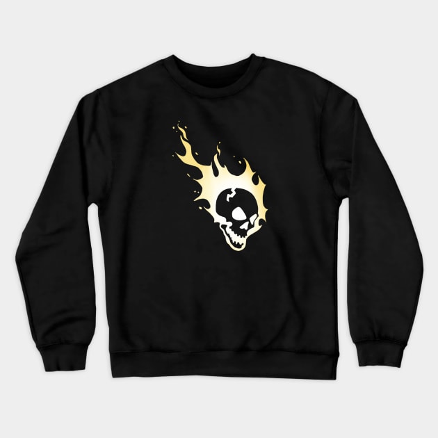 Flaming Skull Yellow Crewneck Sweatshirt by Owllee Designs